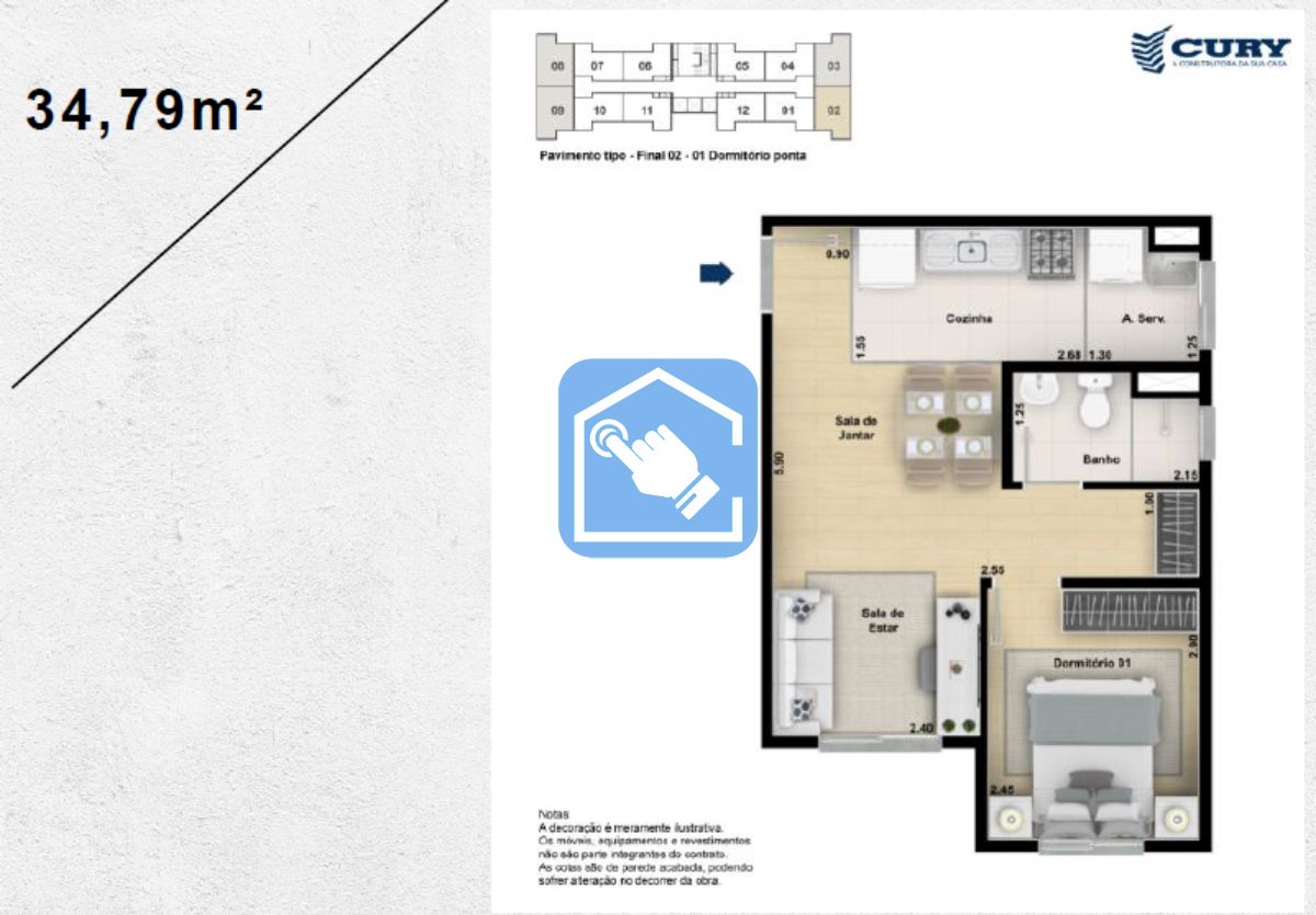 Apartamento, 1 quarto, 34 m² - Foto 2